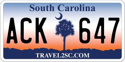 SC license plate ACK647