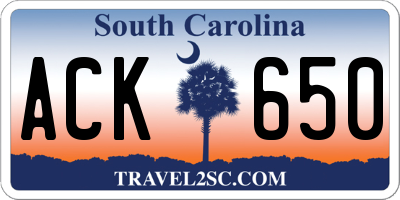 SC license plate ACK650