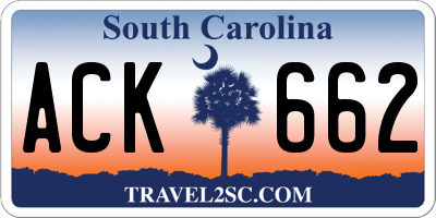 SC license plate ACK662
