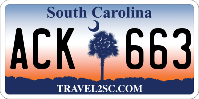 SC license plate ACK663