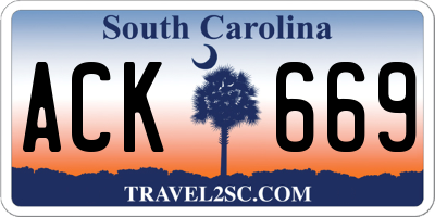 SC license plate ACK669