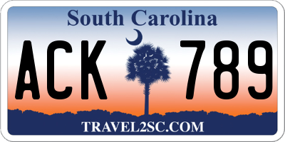SC license plate ACK789