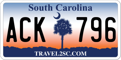 SC license plate ACK796