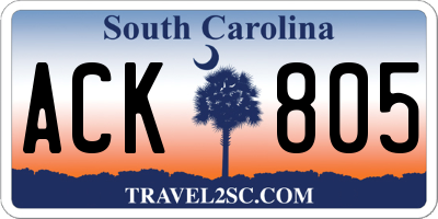SC license plate ACK805