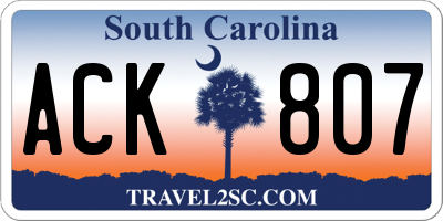 SC license plate ACK807