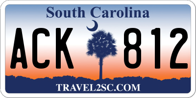 SC license plate ACK812