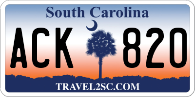 SC license plate ACK820