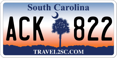 SC license plate ACK822