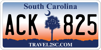 SC license plate ACK825