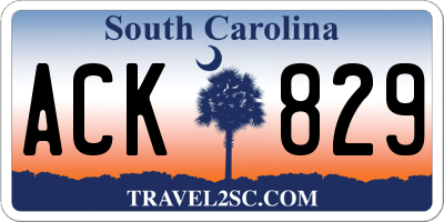 SC license plate ACK829