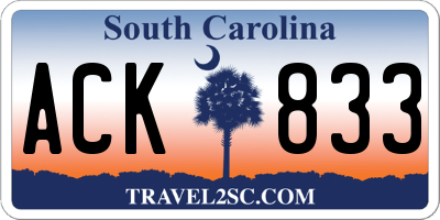 SC license plate ACK833