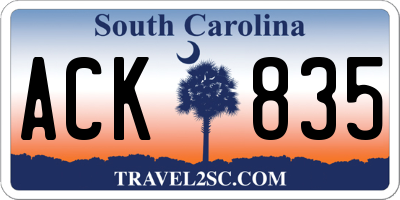 SC license plate ACK835