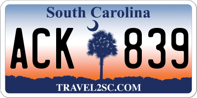 SC license plate ACK839