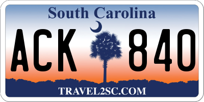 SC license plate ACK840