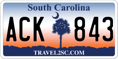 SC license plate ACK843