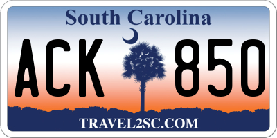 SC license plate ACK850