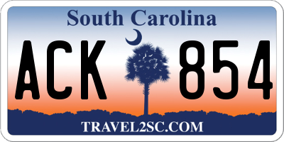 SC license plate ACK854