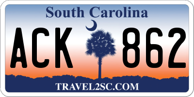 SC license plate ACK862