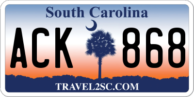 SC license plate ACK868
