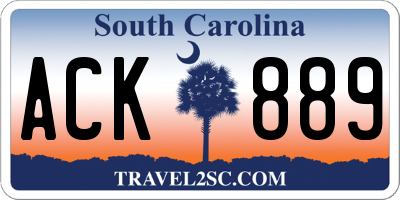 SC license plate ACK889