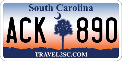 SC license plate ACK890
