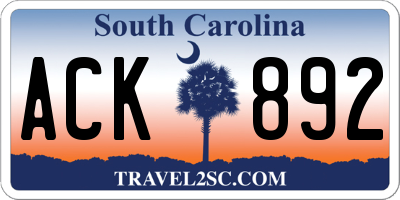 SC license plate ACK892