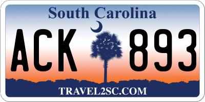 SC license plate ACK893