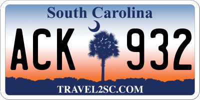 SC license plate ACK932
