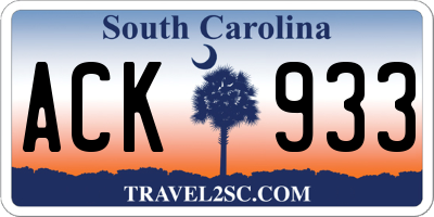 SC license plate ACK933