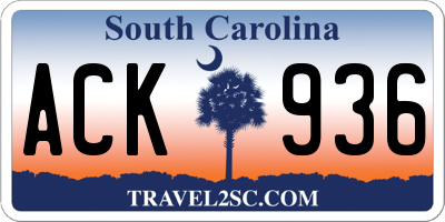 SC license plate ACK936
