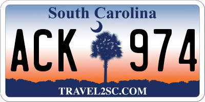 SC license plate ACK974