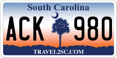 SC license plate ACK980