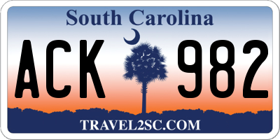 SC license plate ACK982