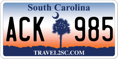 SC license plate ACK985