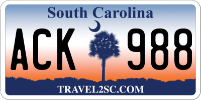 SC license plate ACK988