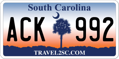SC license plate ACK992