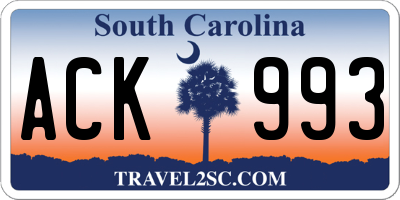 SC license plate ACK993