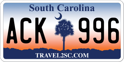 SC license plate ACK996