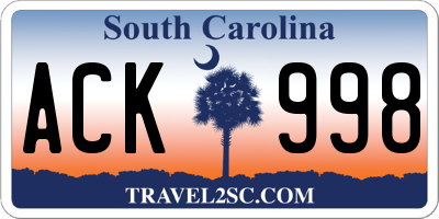 SC license plate ACK998