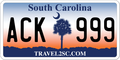 SC license plate ACK999