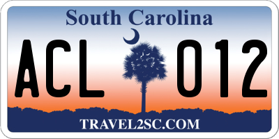 SC license plate ACL012