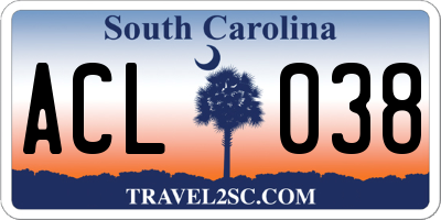 SC license plate ACL038