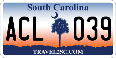 SC license plate ACL039