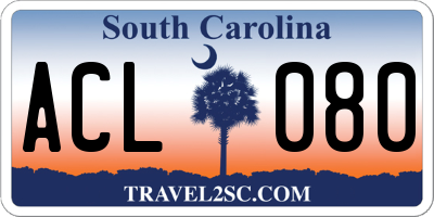 SC license plate ACL080