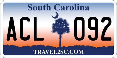 SC license plate ACL092