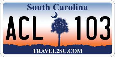 SC license plate ACL103