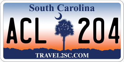 SC license plate ACL204