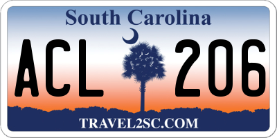SC license plate ACL206