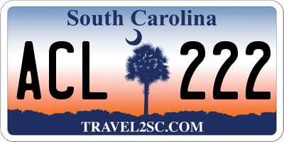 SC license plate ACL222