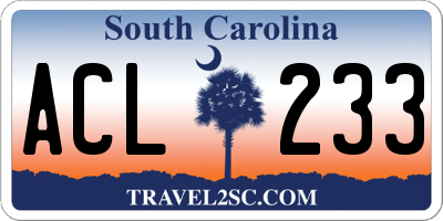 SC license plate ACL233